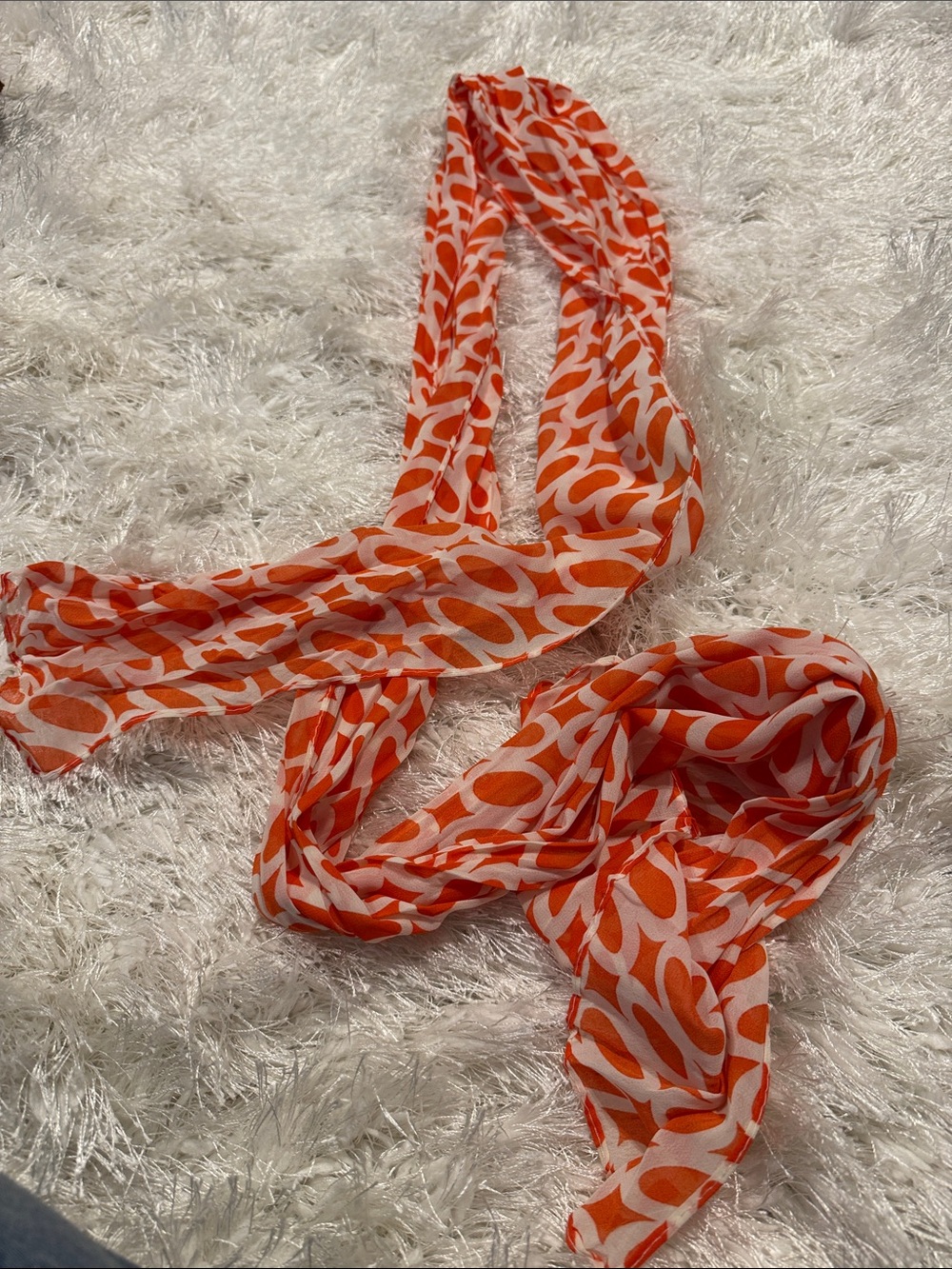 Source Unknown Orange & White Printed Lightweight Scarf